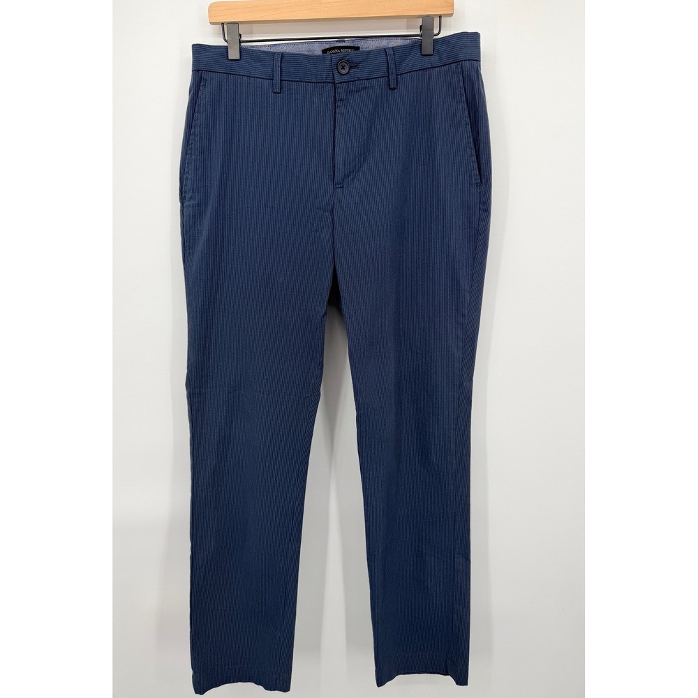 Banana Republic Chinos Mens 33x32 Blue Excellent Slim Fit Micro Stripe 531789-00
